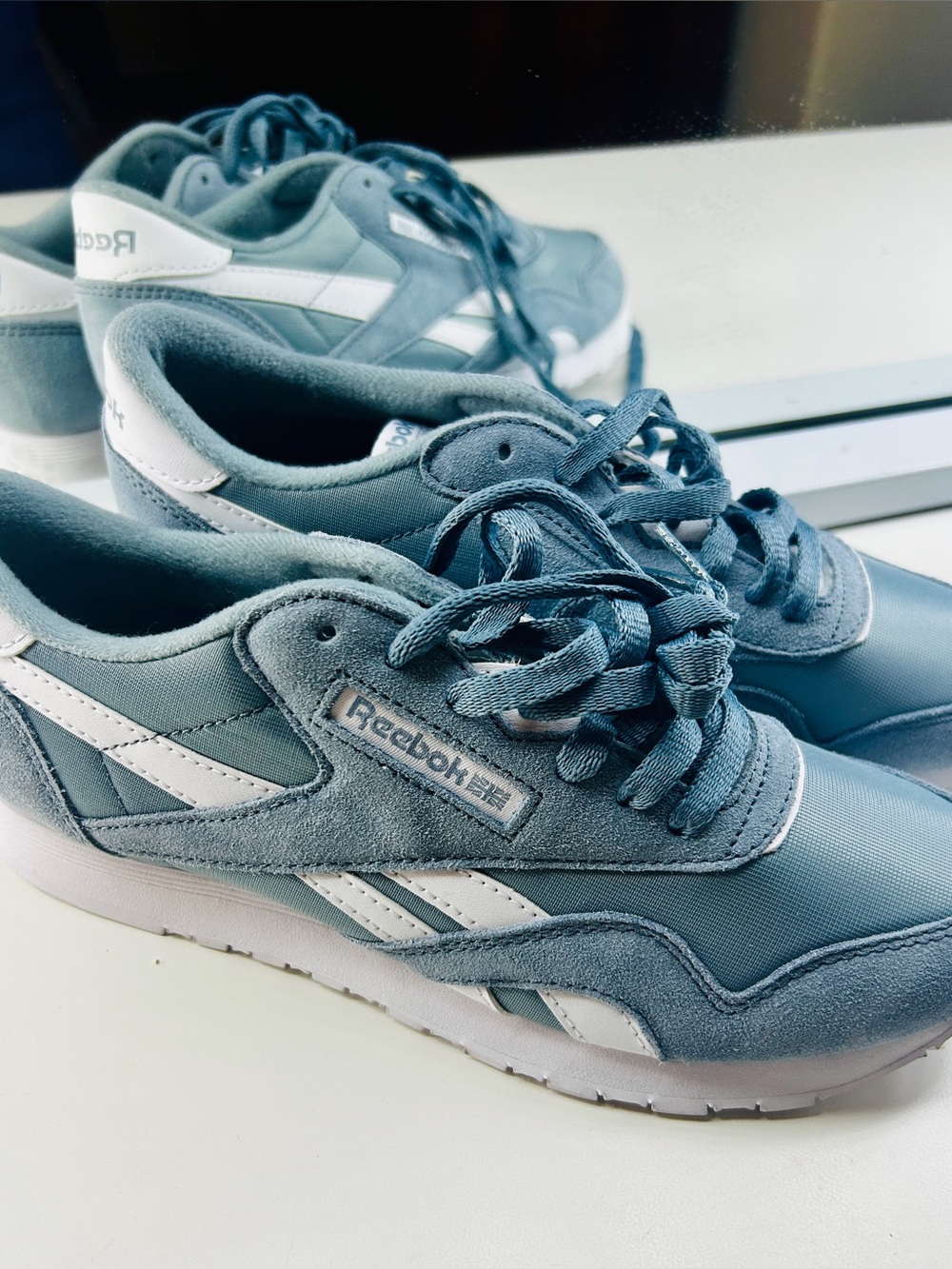 Reebok Suede & Mesh Sneakers in Blue with White Accents